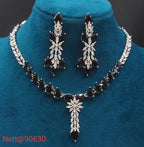 AD Stone Necklace Set with Earrings - Nett@90630