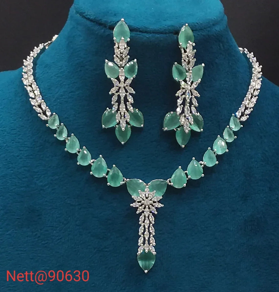 AD Stone Necklace Set with Earrings - Nett@90630
