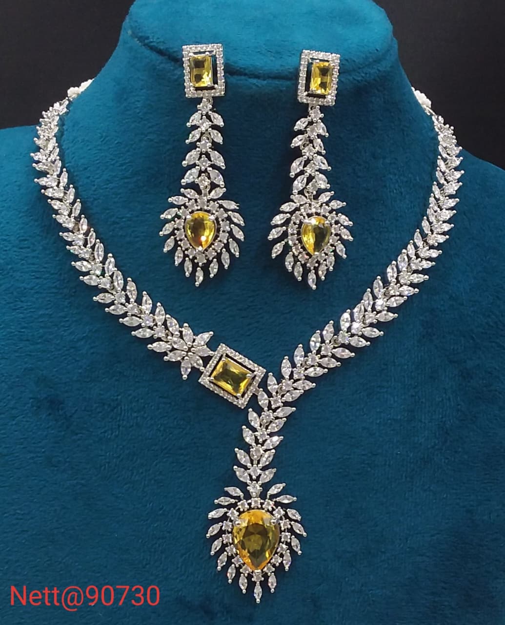 AD Necklace Set with Earrings - Nett@90730 (Multiple Colors)