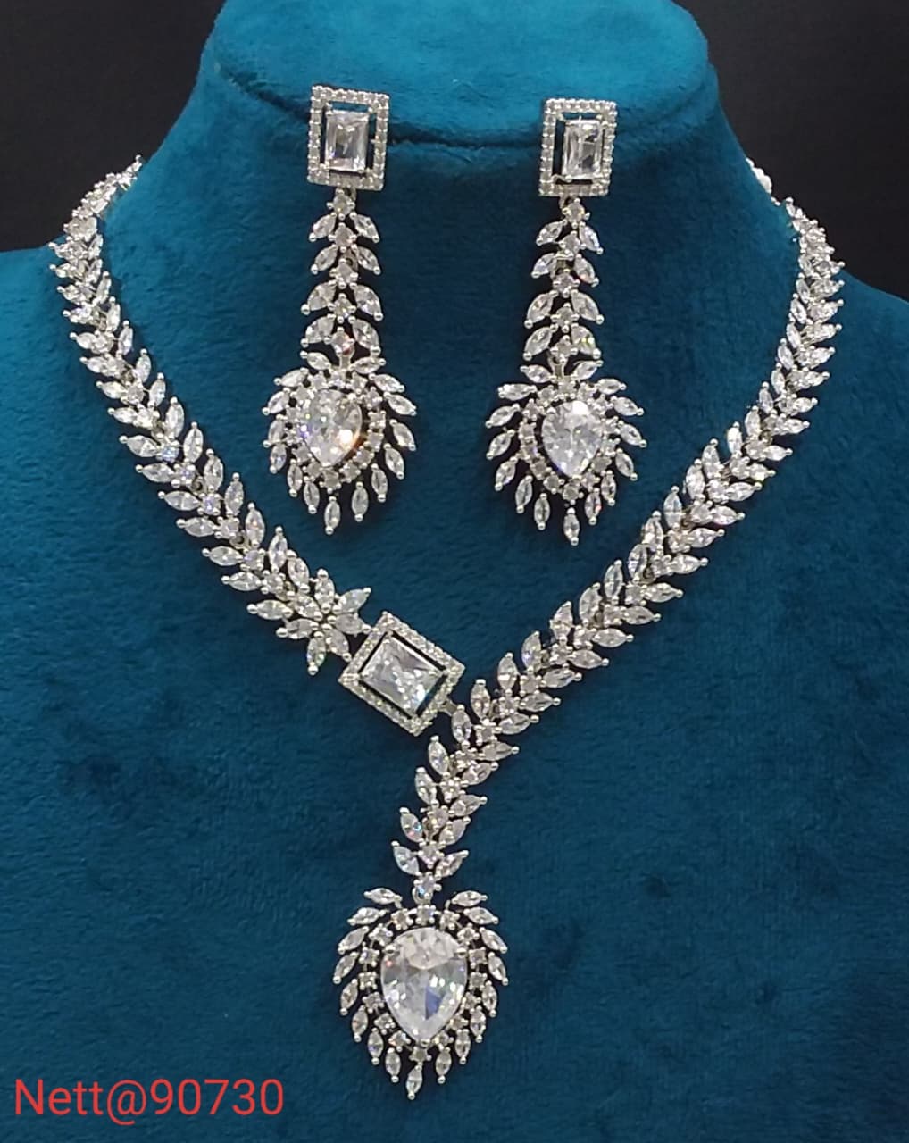AD Necklace Set with Earrings - Nett@90730 (Multiple Colors)