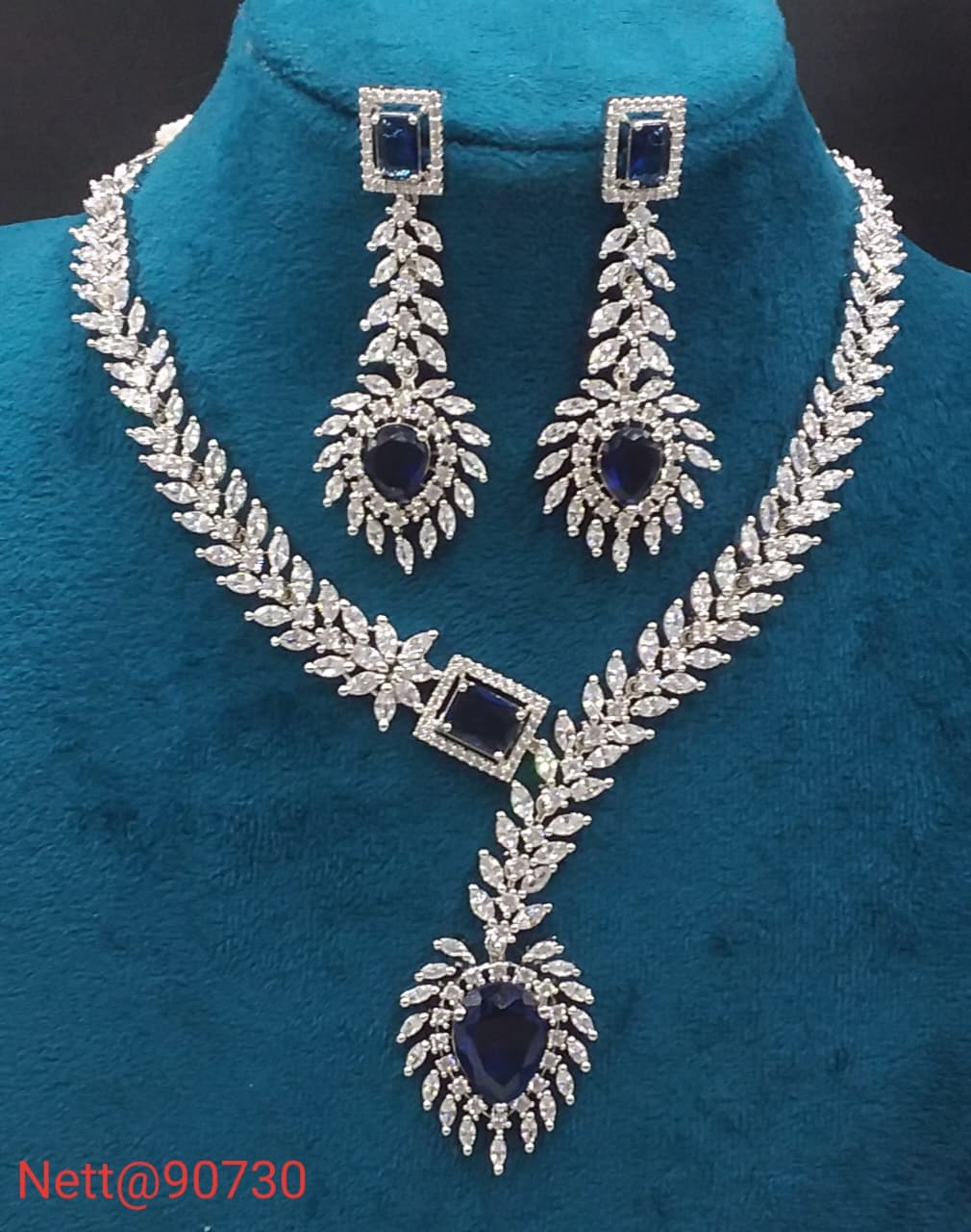 AD Necklace Set with Earrings - Nett@90730 (Multiple Colors)