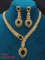 AD Necklace Set with Earrings - Nett@90730 (Multiple Colors)