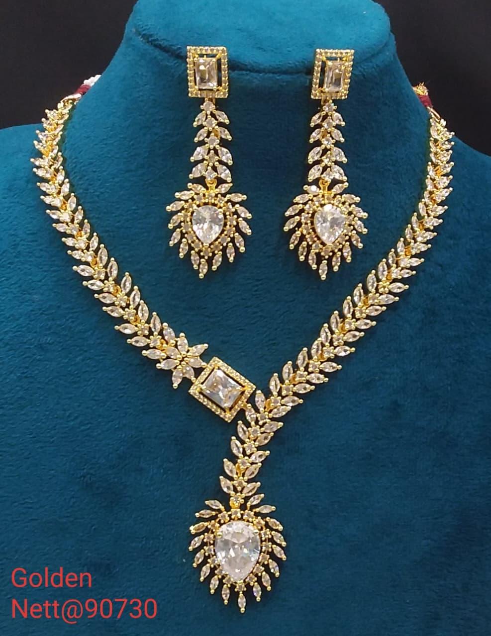 AD Necklace Set with Earrings - Nett@90730 (Multiple Colors)