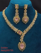 AD Necklace Set with Earrings - Nett@90730 (Multiple Colors)