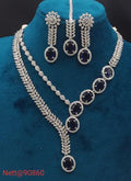Dark blue Stone AD Necklace Set with Earrings and Maang Tikka