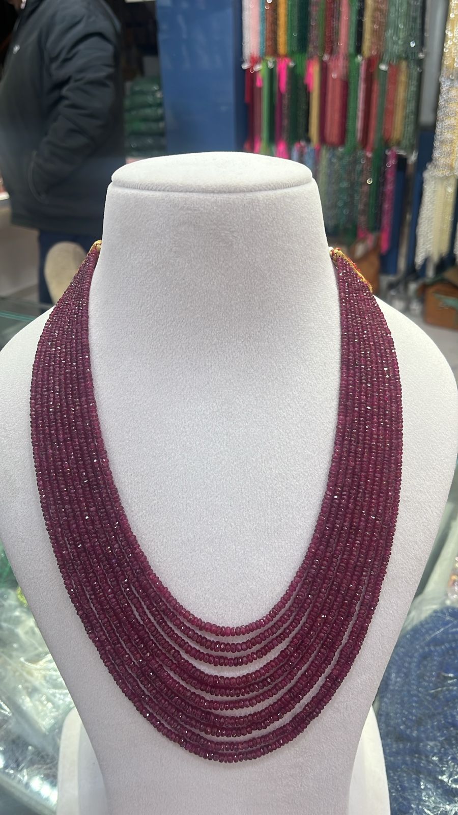 Burgundy Ruby Beaded Necklace