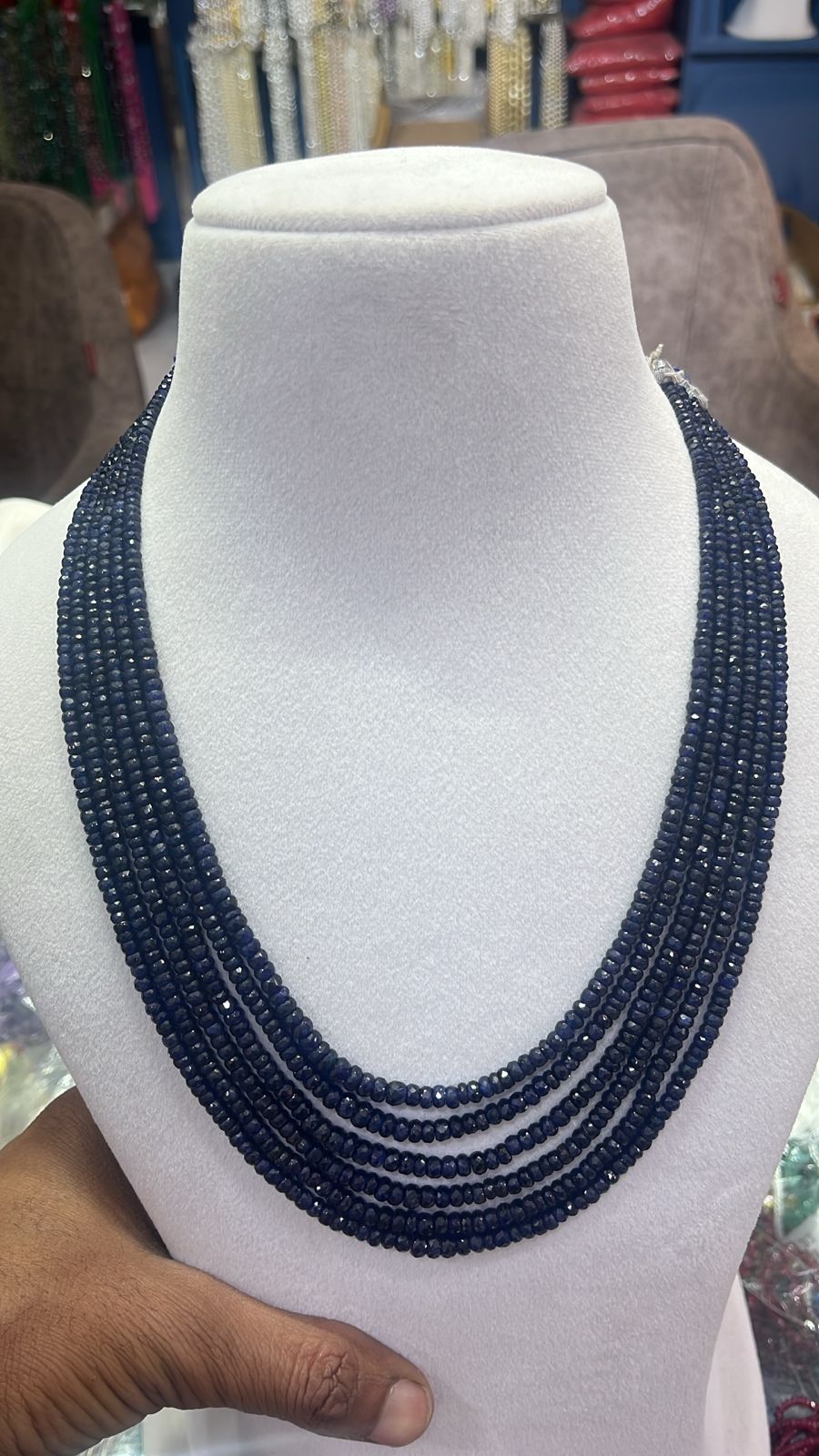 Navy Blue Sapphire Beaded Necklace