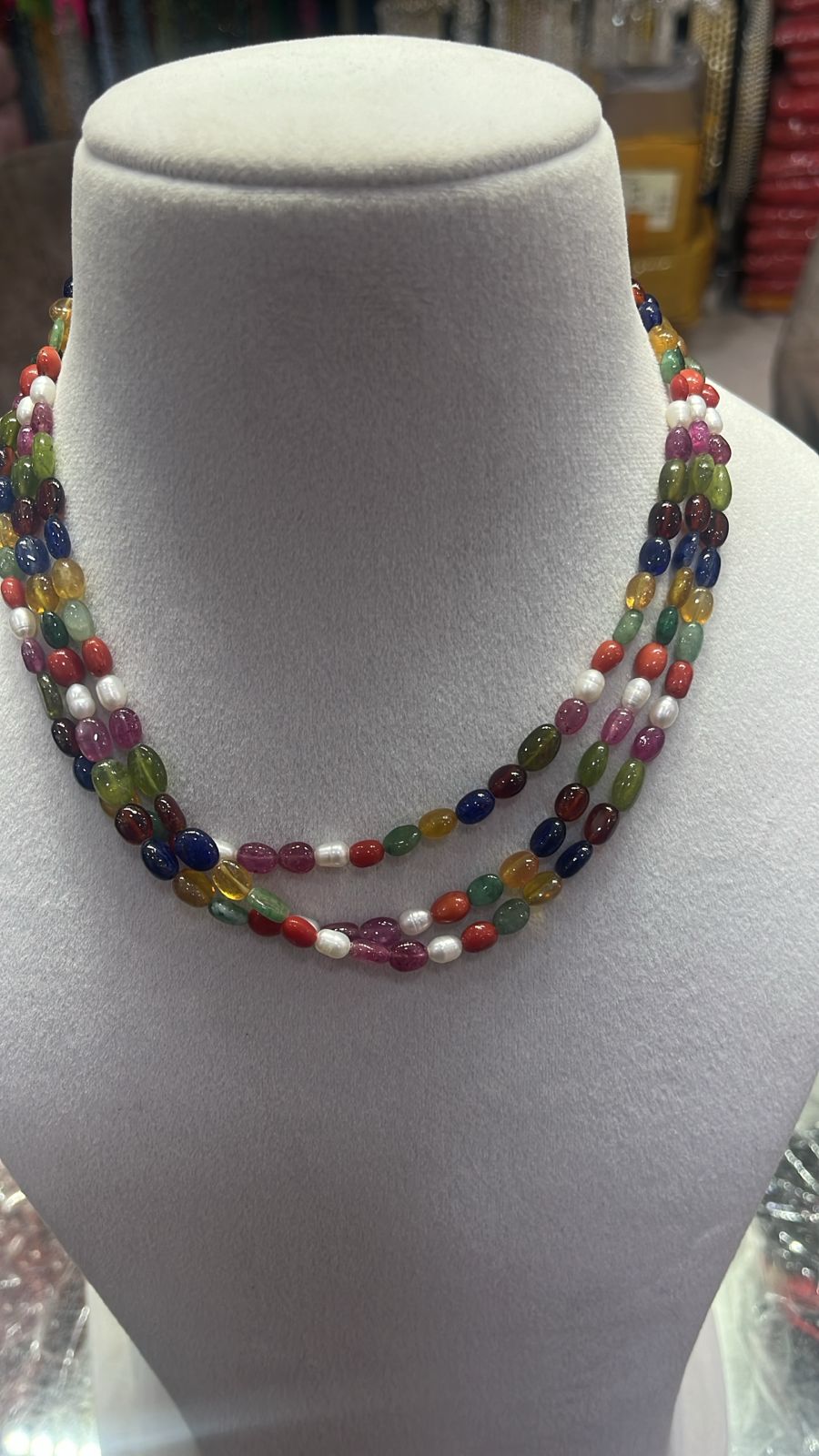 Multi-Color Gemstone Beaded Necklace