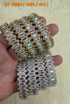 AD Bangles Set with Baguette Stones - 4 Pieces - OT-E294 (1050/4Pc) - Multiple Colors