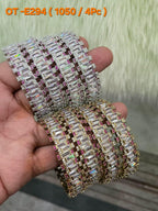 AD Bangles Set with Baguette Stones - 4 Pieces - OT-E294 (1050/4Pc) - Multiple Colors