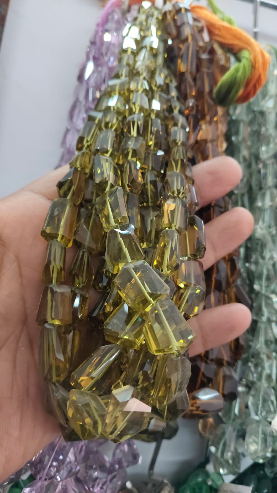 Olive Green Quartz Chunky Gemstone Necklace