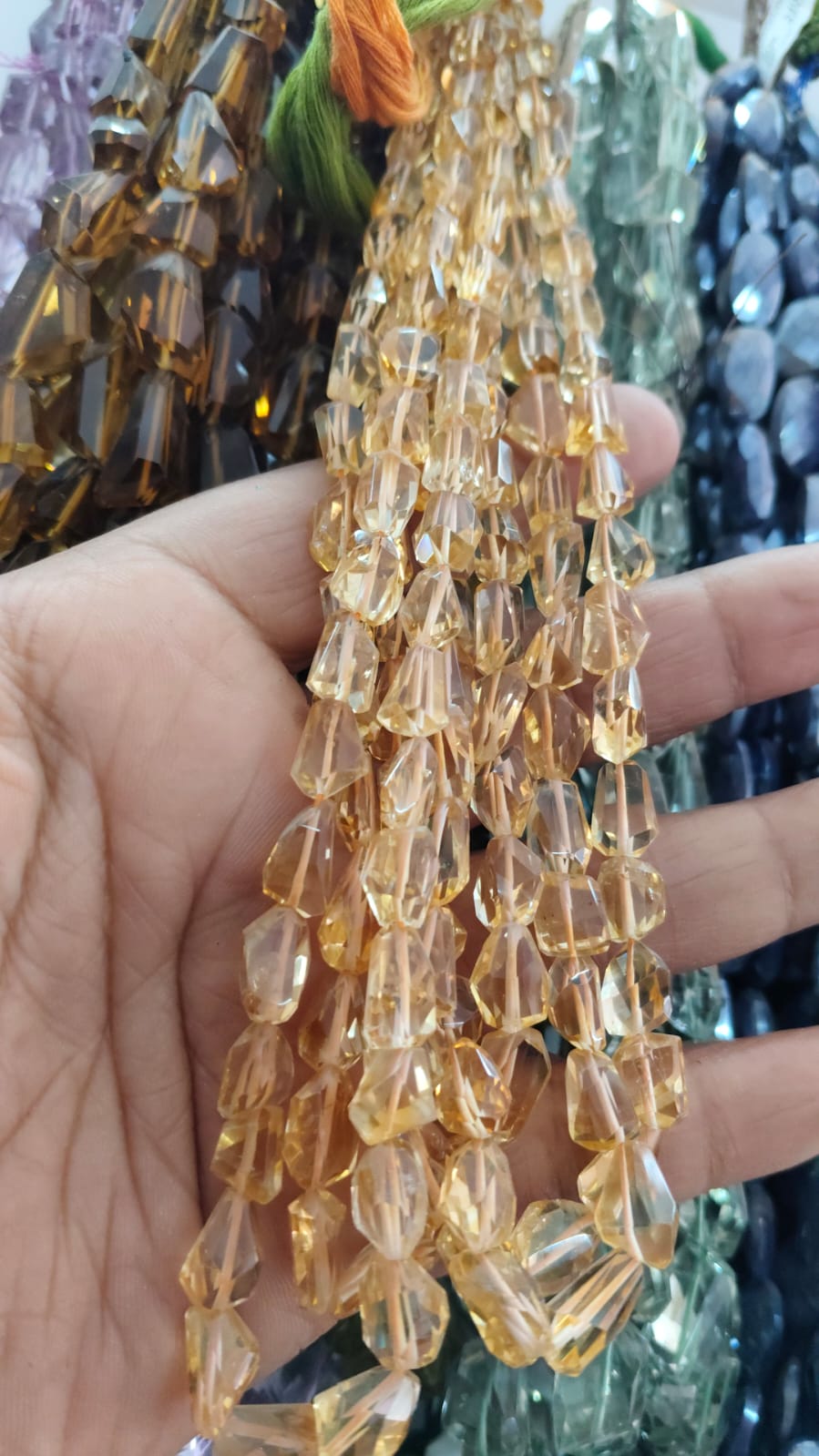 Champagne Citrine Beaded Gemstone Necklace