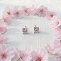 Blush Pink CZ Square Earrings - Lifestyle Style
