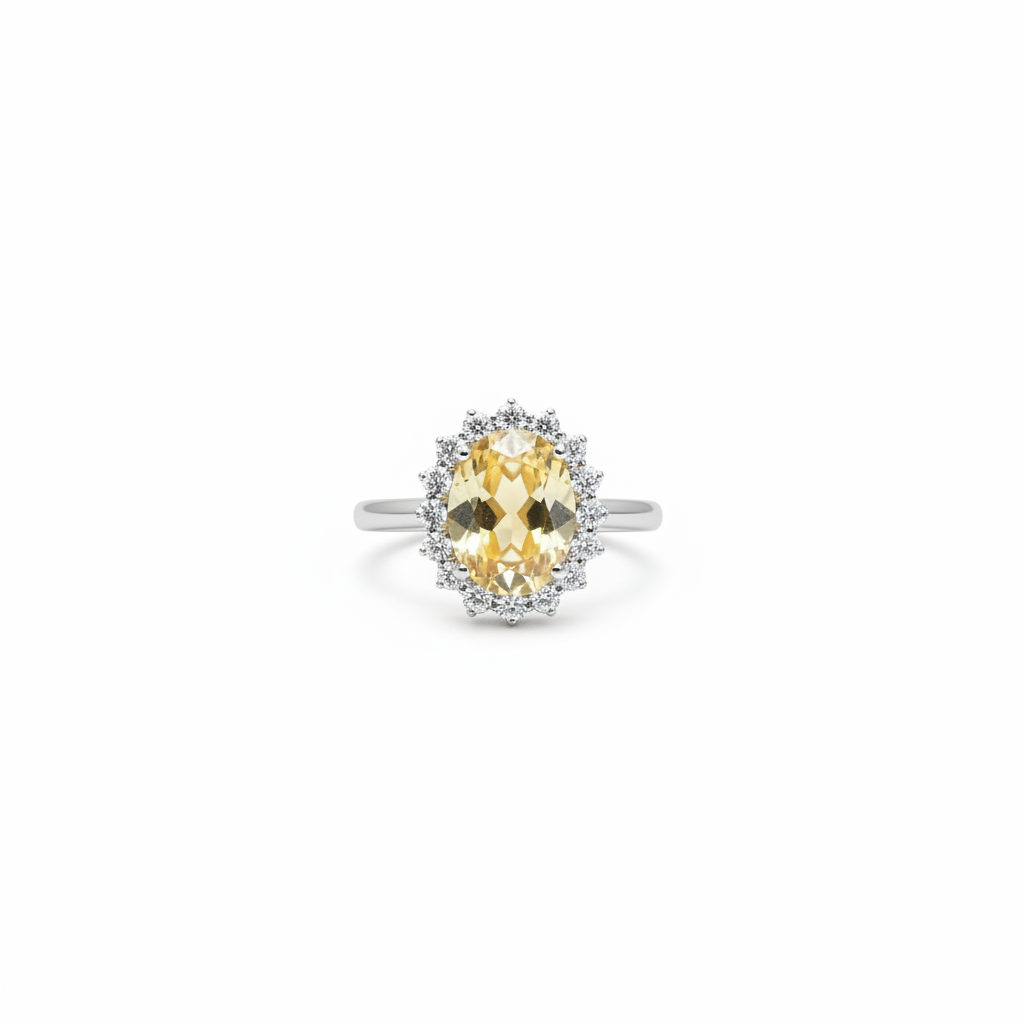 Citrine Halo Cluster Ring Studio