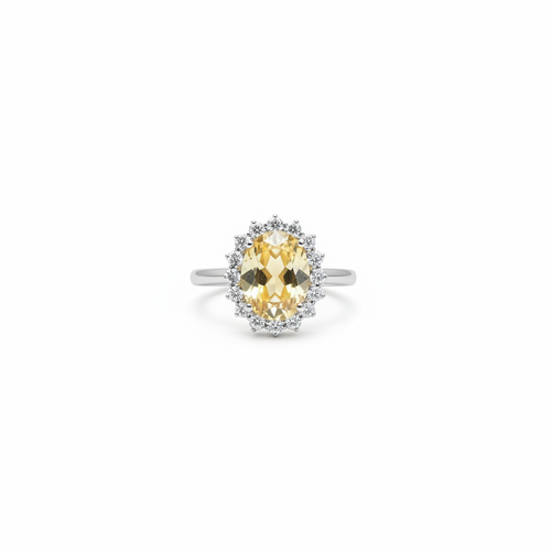 Citrine Halo Cluster Ring Studio