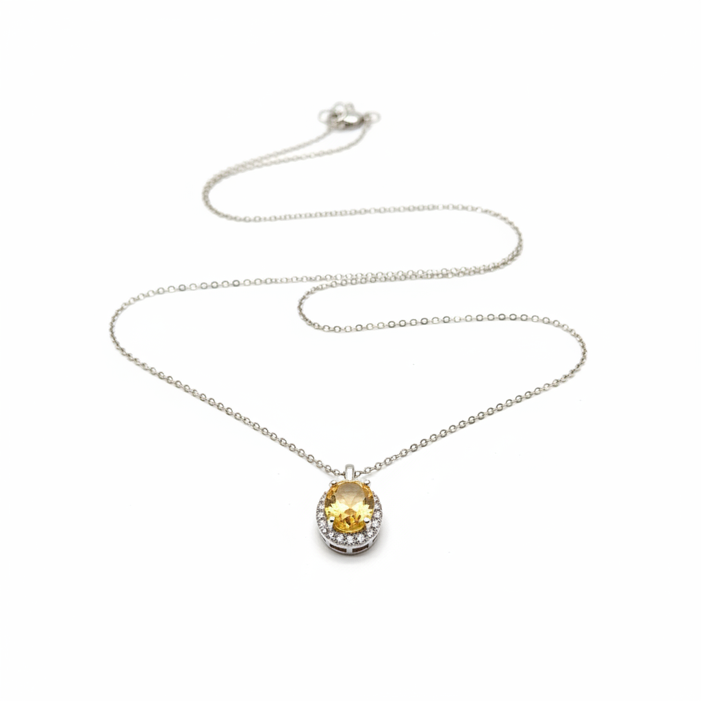 Citrine Yellow CZ Chain Pendant - Product Shot