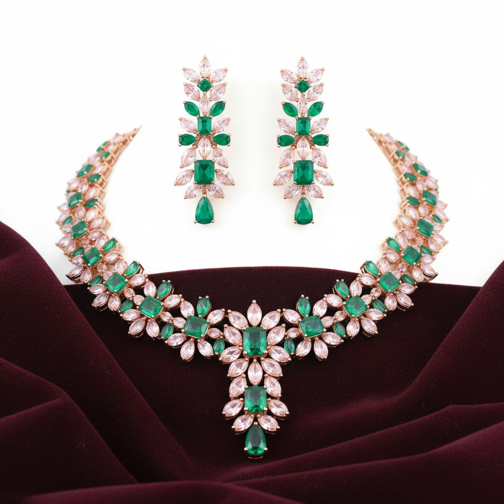 Emerald Champagne Necklace Studio Shot
