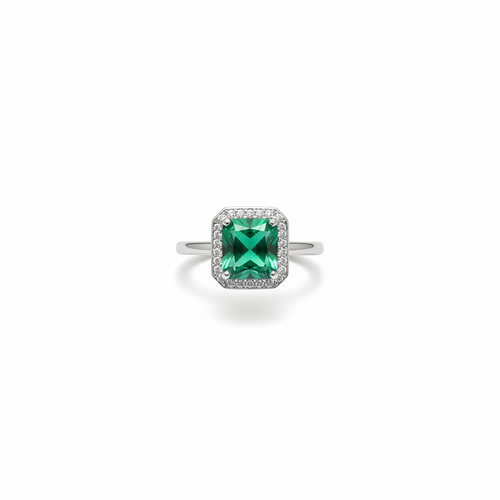 Emerald Square Halo Ring Studio