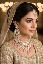 Rose Gold AD Long Chandelier Earrings - Bridal Lifestyle Editorial