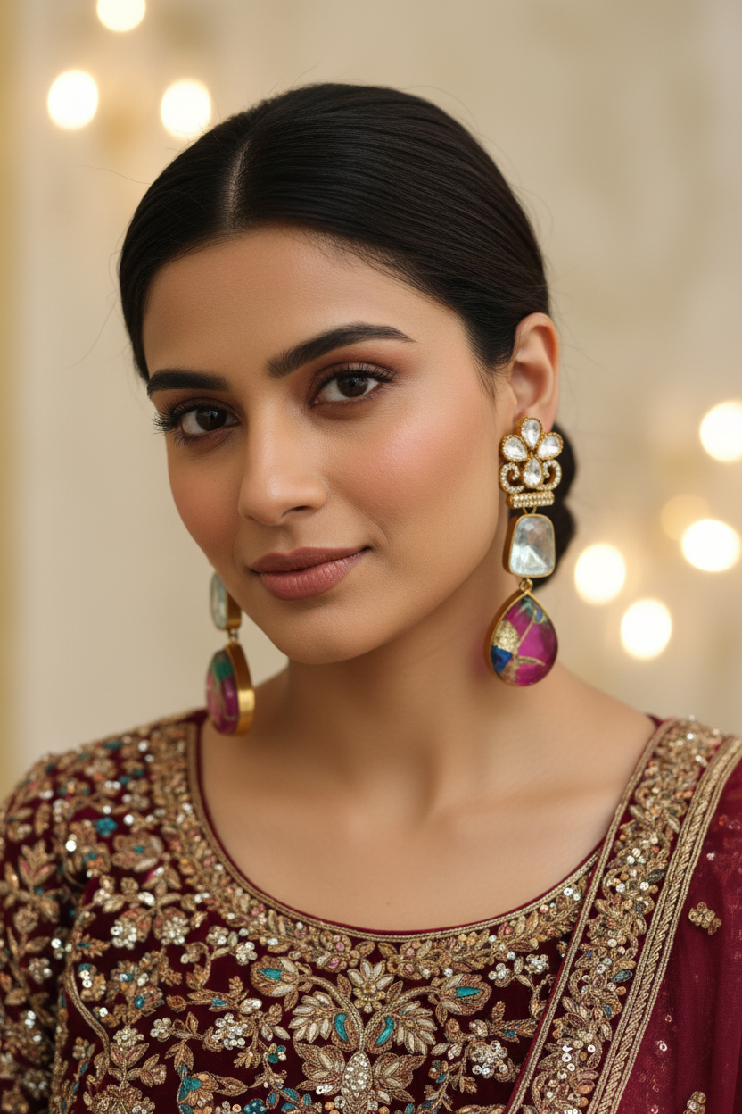 Kundan Polki Earrings – lifestyle editorial bridal look