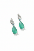 Emerald Wave Teardrop Drop Earrings – white background studio promotional image