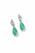 Emerald Wave Teardrop Drop Earrings – white background studio promotional image