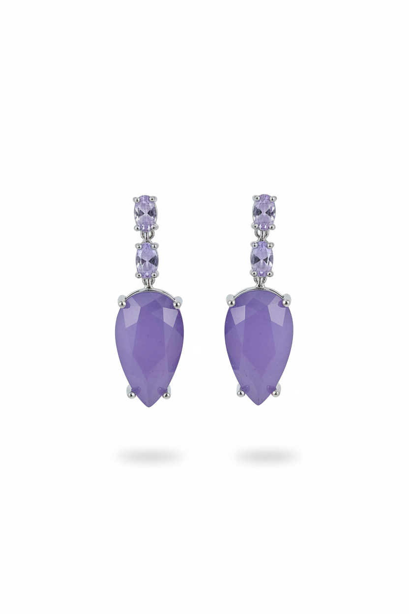 Lavender Jade Teardrop Drop Earrings – white background studio promotional image