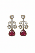 Polki Botanical Vine Ruby Drop Earrings – white background studio promotional image