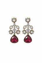 Polki Botanical Vine Ruby Drop Earrings – white background studio promotional image
