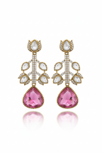Polki Botanical Vine Pink Tourmaline Drop Earrings – white background studio promotional image