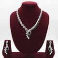 Black onyx leaf AD necklace set on burgundy velvet display