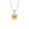 Canary Yellow CZ Silver Pendant - Studio White Background
