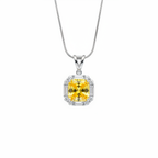 Canary Yellow CZ Silver Pendant - Studio White Background