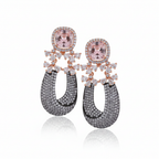 Blush Pink Morganite Horseshoe Drop Earrings - white background studio shot