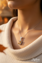 Amber Yellow Radiant CZ Chain Pendant - Lifestyle Editorial