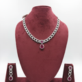 Ruby AD curb chain necklace set on burgundy velvet display