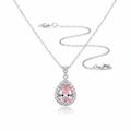 Blush Pink Teardrop CZ Chain Pendant - Studio White Background