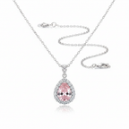 Blush Pink Teardrop CZ Chain Pendant - Studio White Background