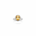 92.5 Sterling Silver Citrine Yellow Round Cluster Halo Ring studio product shot