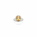 92.5 Sterling Silver Citrine Yellow Round Cluster Halo Ring studio product shot