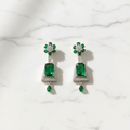 Silver AD Emerald Green CZ Trapezoid Earrings - Studio Promotional Shot