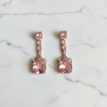 Rose Gold AD Blush Pink CZ Long Drop Earrings - Studio Promotional Shot