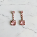 Rose Gold AD Blush Pink CZ Long Drop Earrings - Studio Promotional Shot