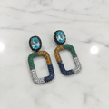 Aquamarine CZ Multicolour Rectangle Earrings – luxury flat lay on marble
