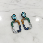 Aquamarine CZ Multicolour Rectangle Earrings – luxury flat lay on marble