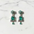Silver AD Emerald Green CZ Bell Drop Earrings - Studio Promotional Shot