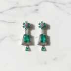 Silver AD Emerald Green CZ Bell Drop Earrings - Studio Promotional Shot