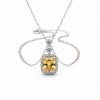 Amber Yellow Radiant CZ Chain Pendant - Studio White Background