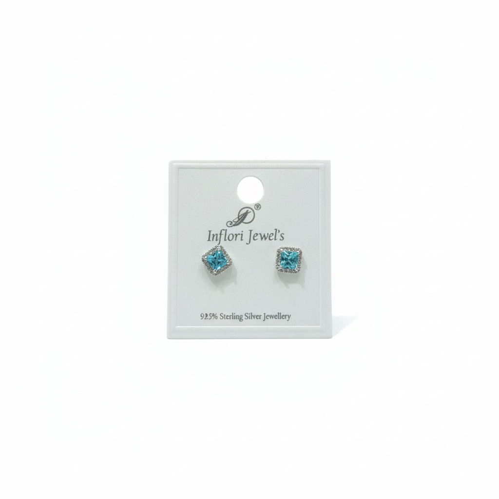 92.5 Sterling Silver Aquamarine Stud Earrings studio product shot