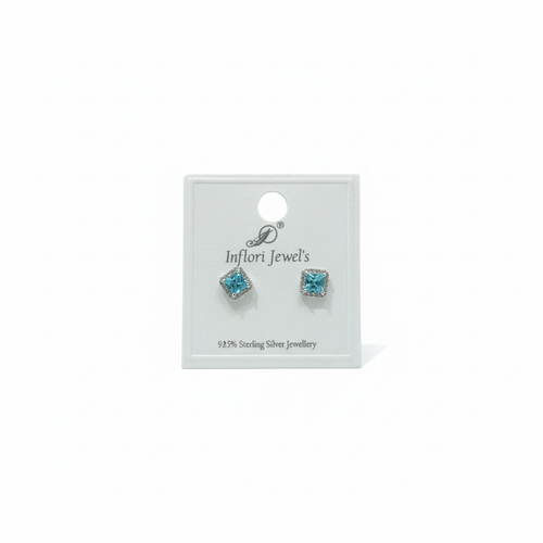 92.5 Sterling Silver Aquamarine Stud Earrings studio product shot